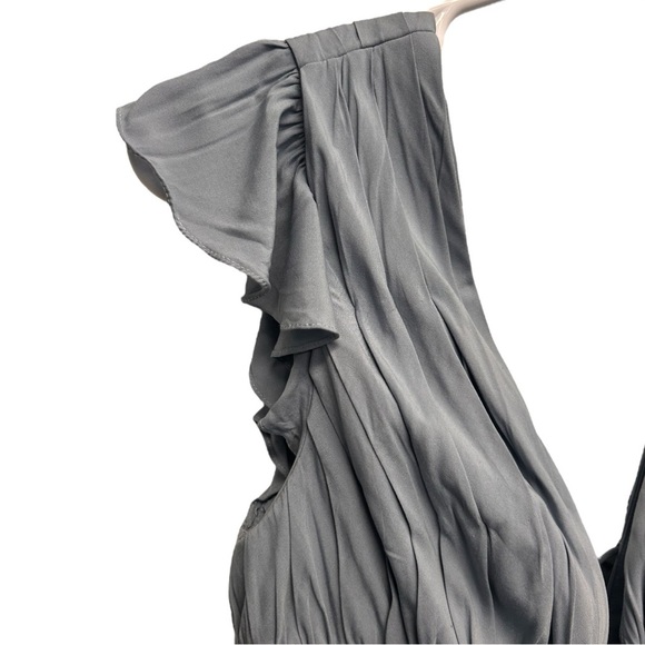 Azazie "Santorini" Blue Maxi Dress Size 16 plunging v neck black tie formal - Picture 7 of 12